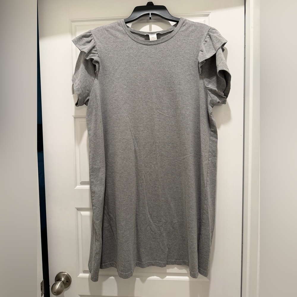 017 Gray Ruffle Sleeve Dress Sz XL